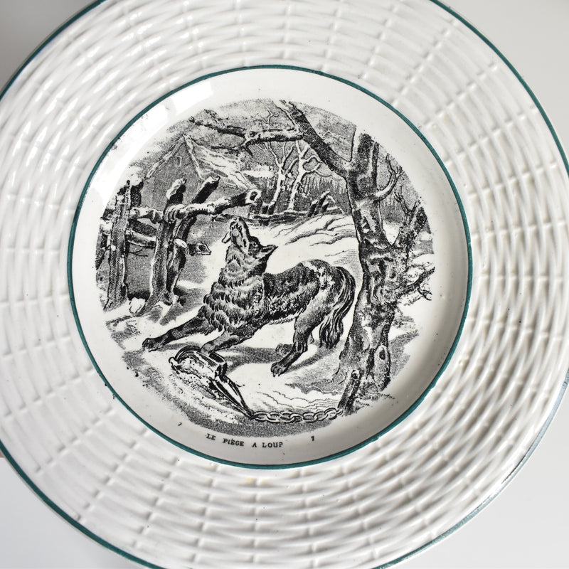 Vintage Dessert Plate Digoin & Sarreguemines La Chasse N7