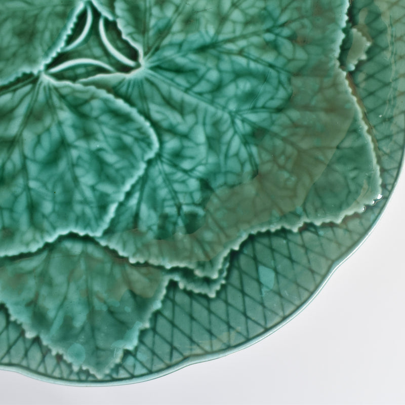 Vintage dessert plate, Barbotine Gien Primefleur Green D