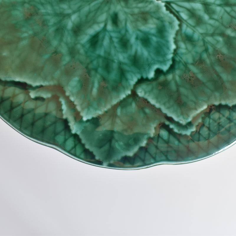 Vintage dessert plate, Barbotine Gien Primefleur Green D