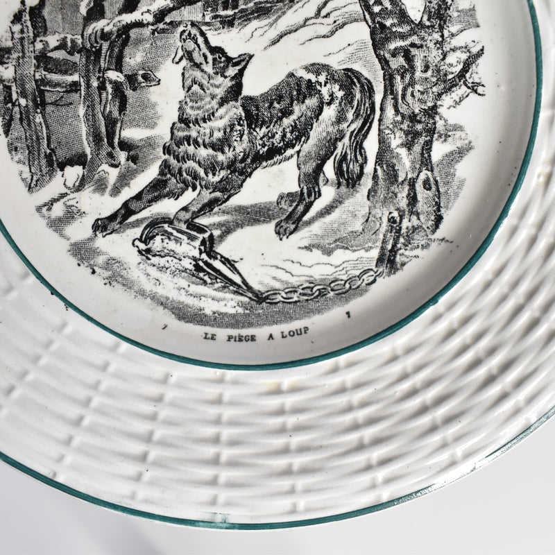 Vintage Dessert Plate Digoin & Sarreguemines La Chasse N7
