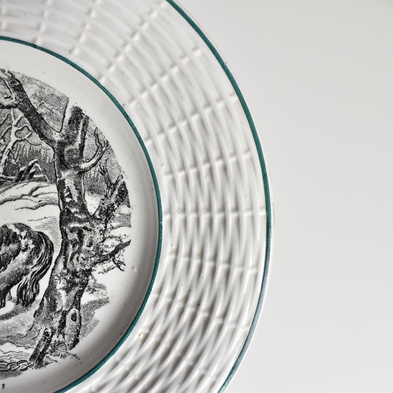 Vintage Dessert Plate Digoin & Sarreguemines La Chasse N7