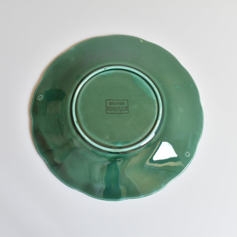 Vintage Dessert Plate Barbotine Gien Primefleur Green E