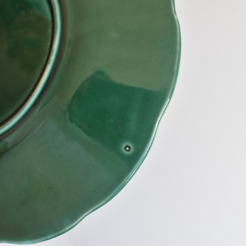 Vintage Dessert Plate Barbotine Gien Primefleur Green E