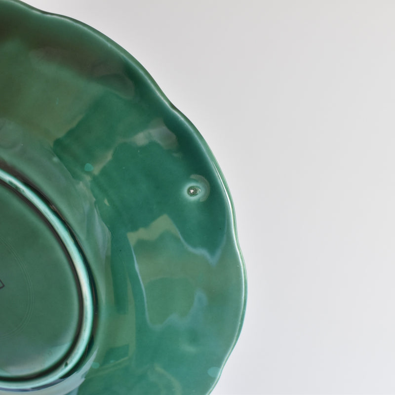 Vintage Dessert Plate Barbotine Gien Primefleur Green E
