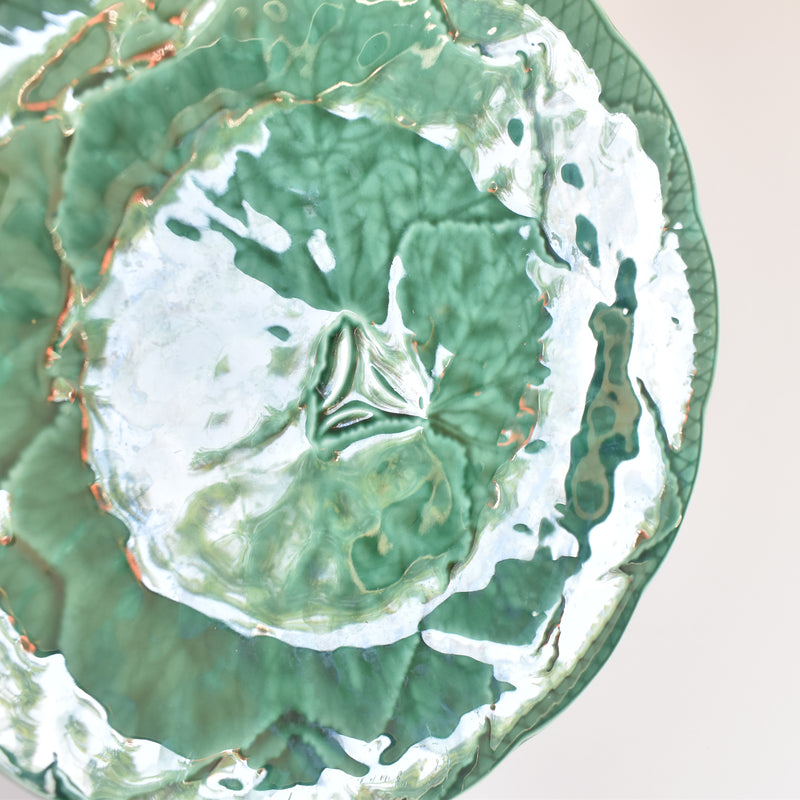 Vintage Dessert Plate Barbotine Gien Primefleur Green E