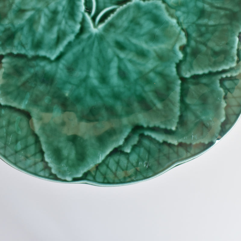 Vintage Dessert Plate Barbotine Gien Primefleur Green E