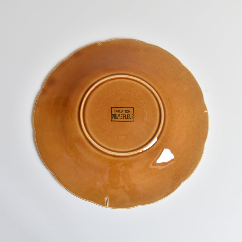 Vintage Dessert Plate Barbotine Gien Primefleur Brown A