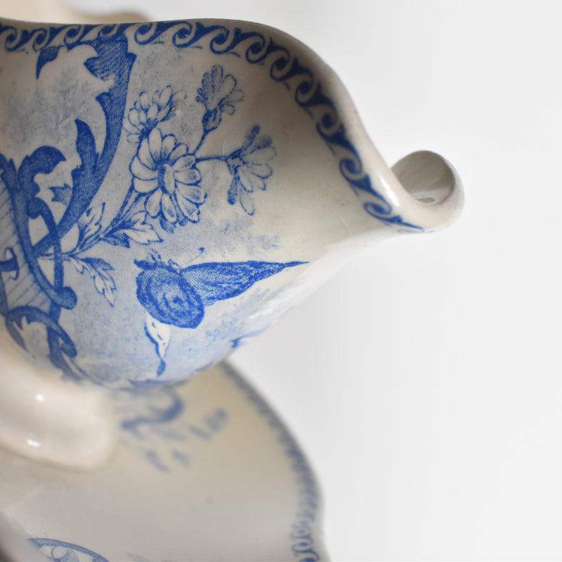 Antique Sauce Boat - Creil et Montereau - Papillons
