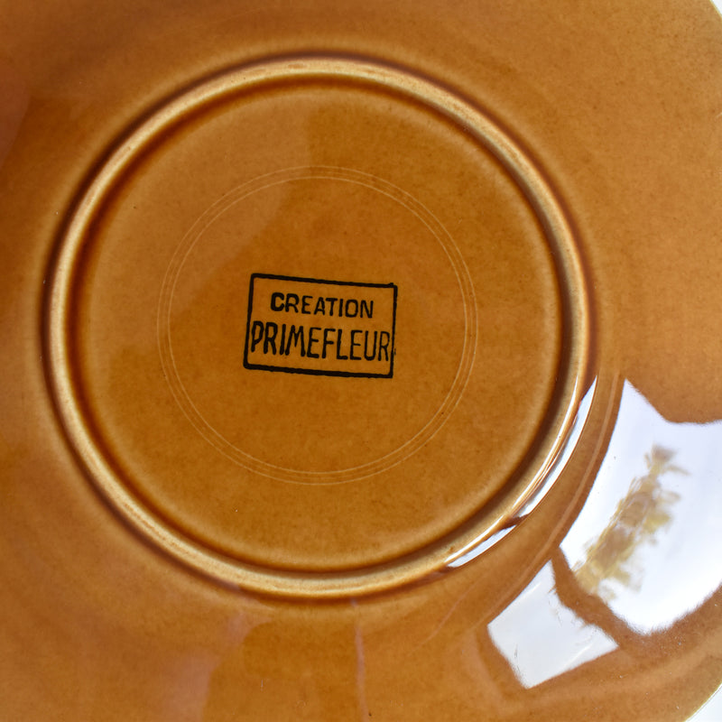 Vintage Dessert Plate Barbotine Gien Primefleur Brown A