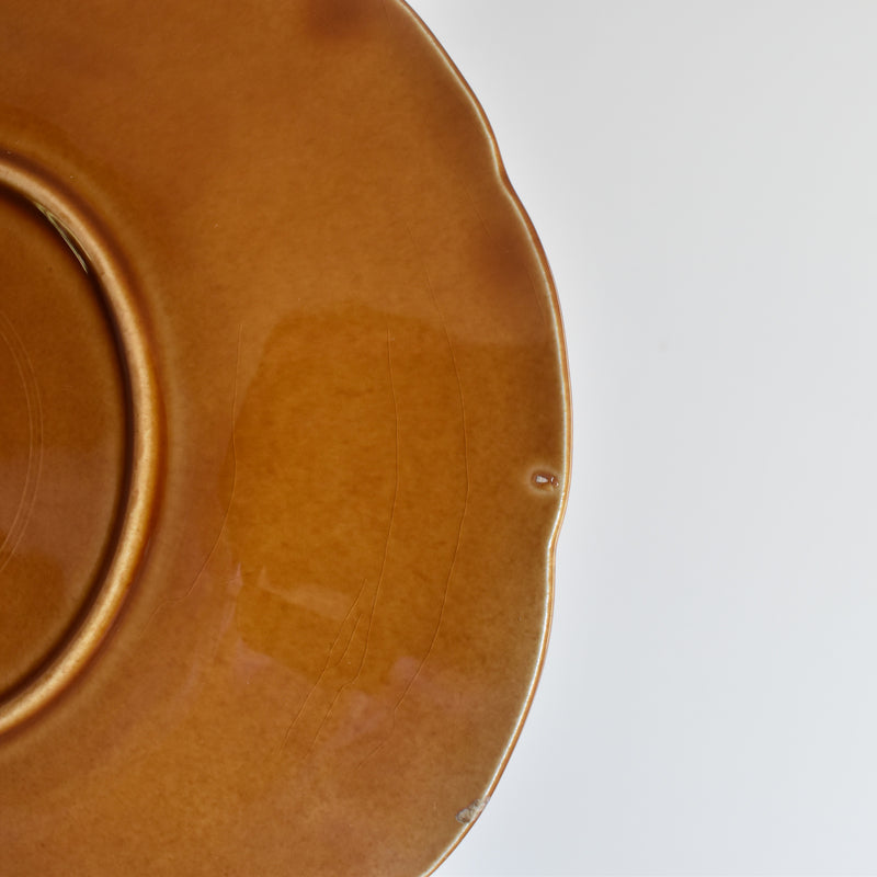 Vintage Dessert Plate Barbotine Gien Primefleur Brown A