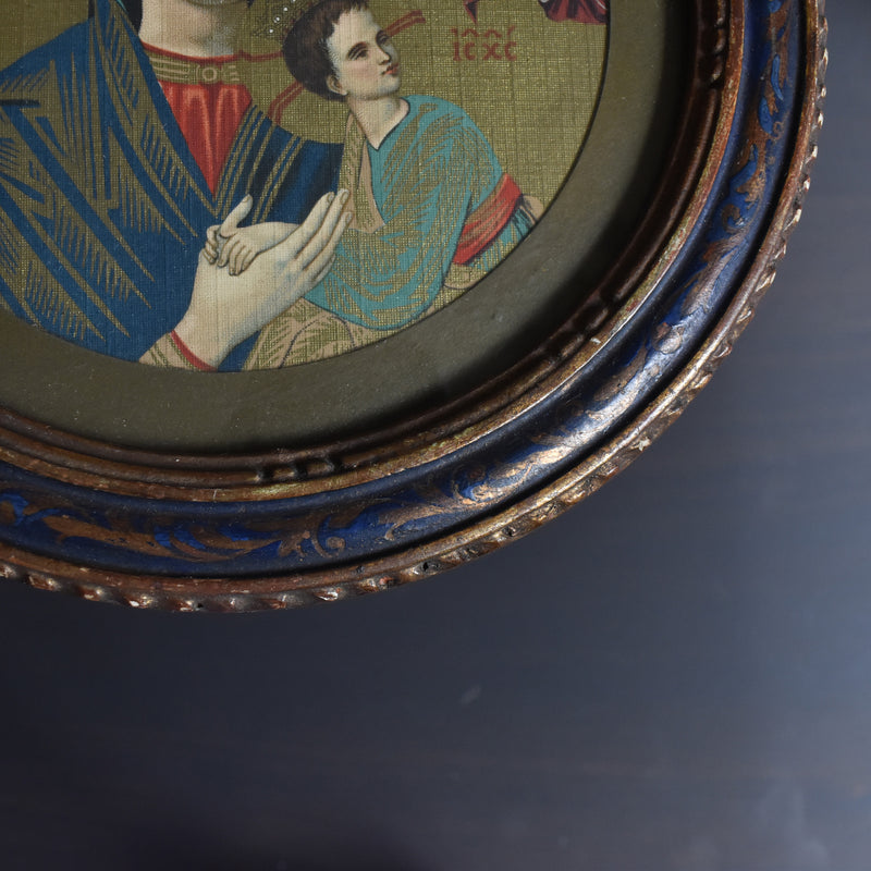 Vintage Round Frame, Virgin Mary