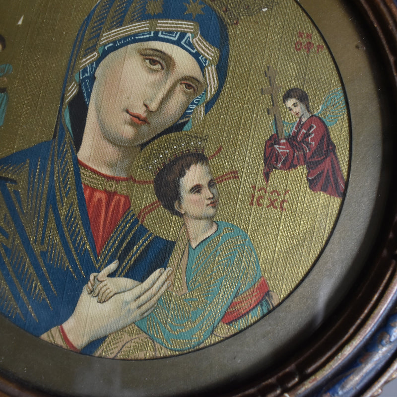 Vintage Round Frame, Virgin Mary