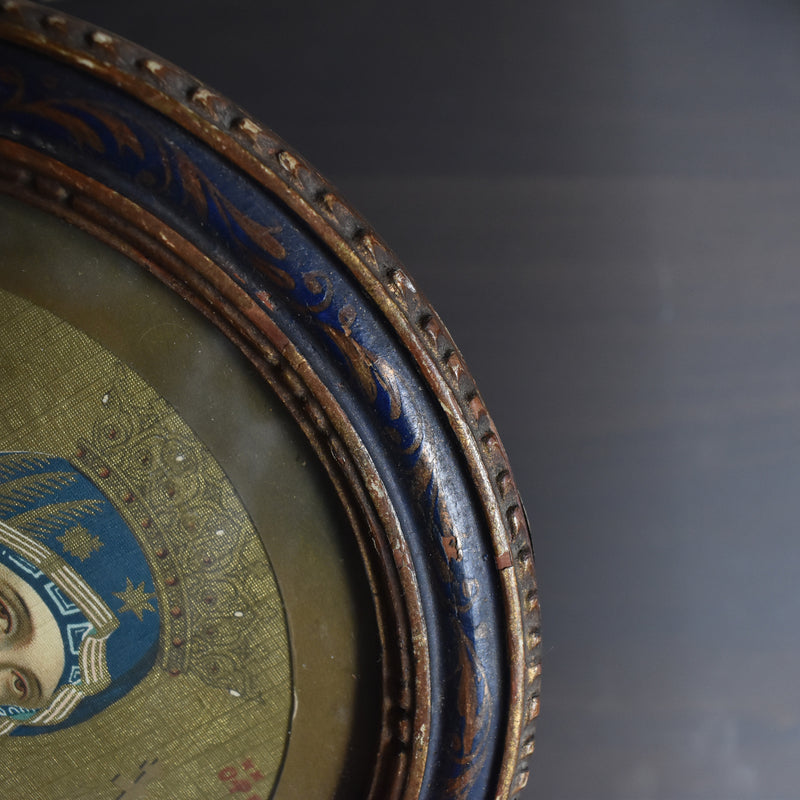 Vintage Round Frame, Virgin Mary