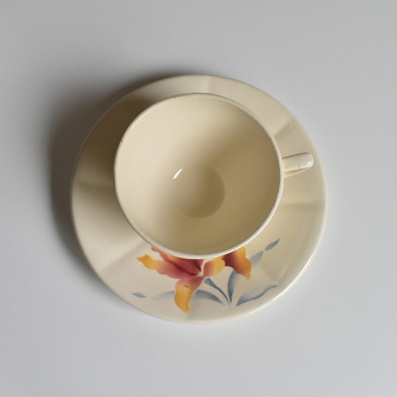 Vintage Coffee Cup and Saucer, Digoin & Sarreguemines Iris 9225 A