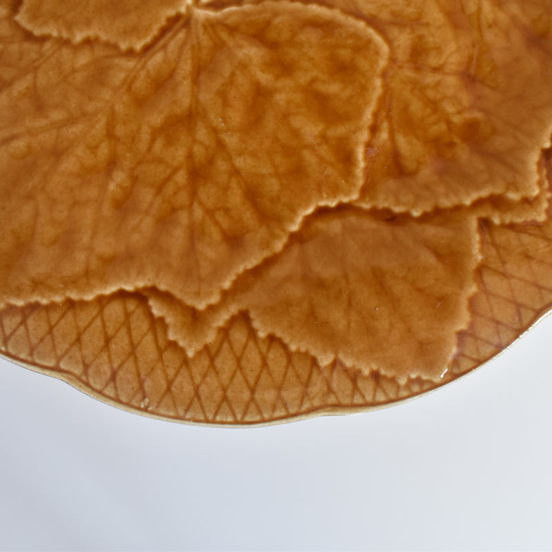 Vintage Dessert Plate Barbotine Gien Primefleur Brown A