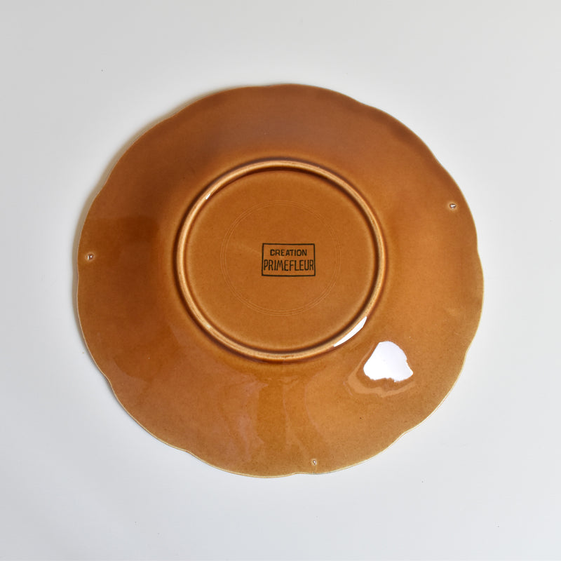 Vintage Dessert Plate Barbotine Gien Primefleur Brown B