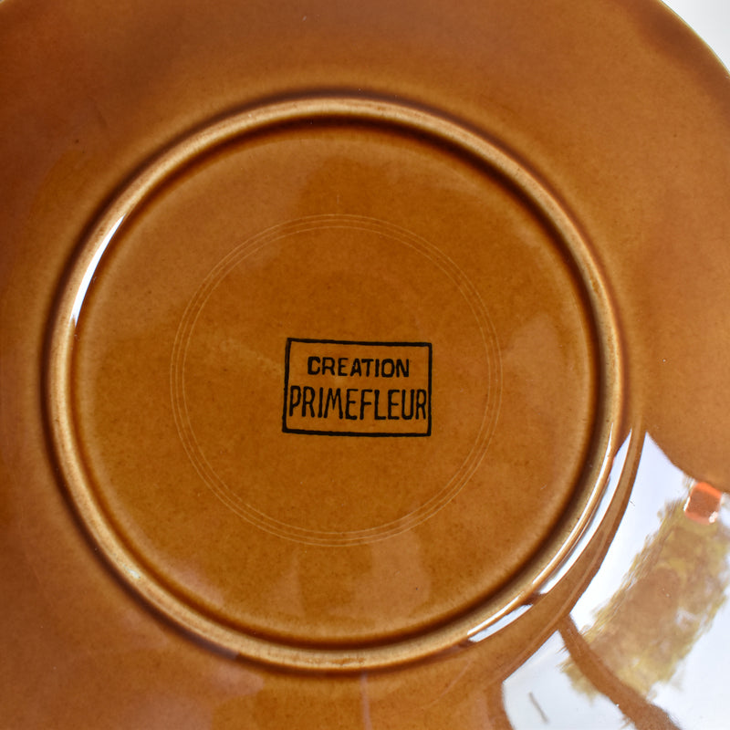 Vintage Dessert Plate Barbotine Gien Primefleur Brown B