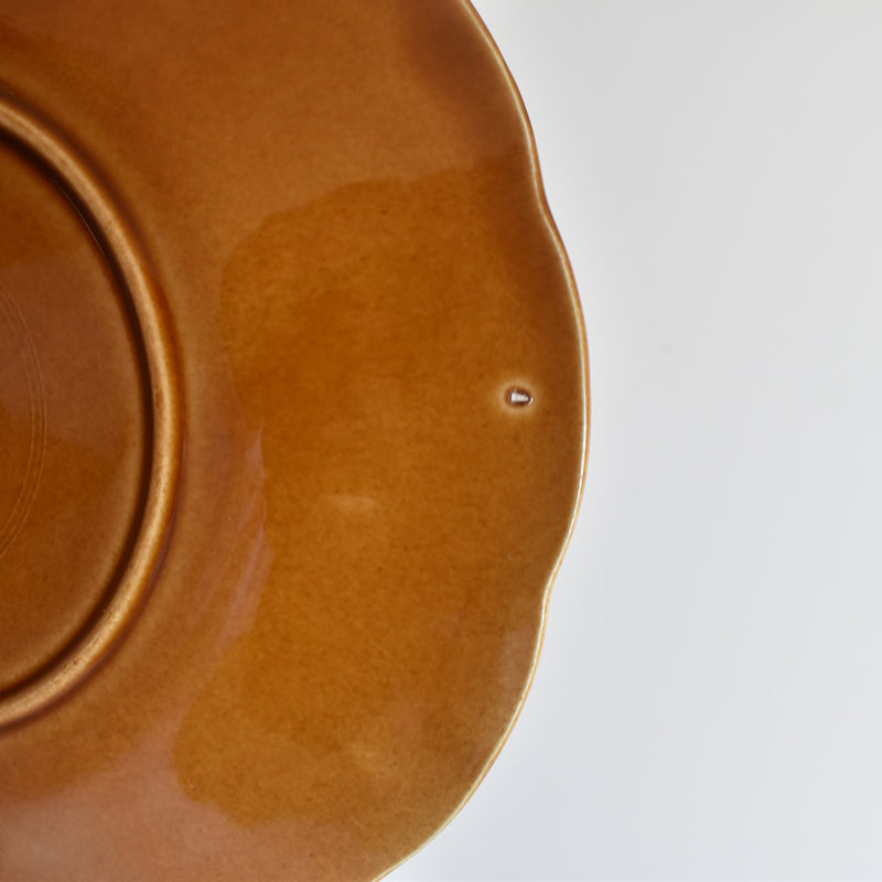 Vintage Dessert Plate Barbotine Gien Primefleur Brown B