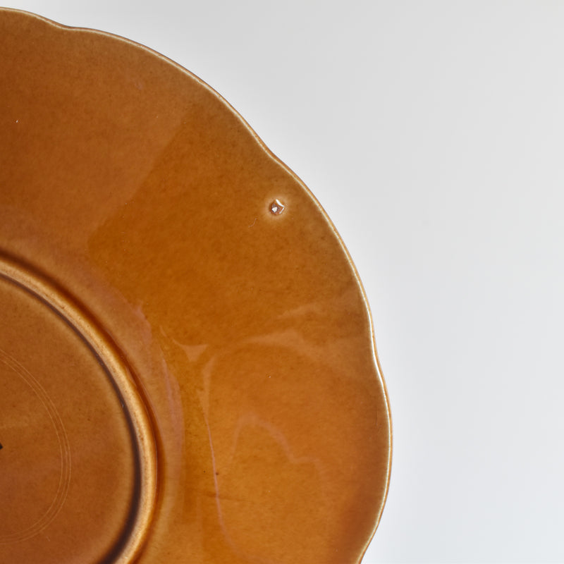 Vintage Dessert Plate Barbotine Gien Primefleur Brown B