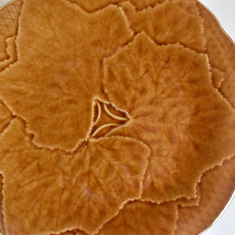 Vintage Dessert Plate Barbotine Gien Primefleur Brown B