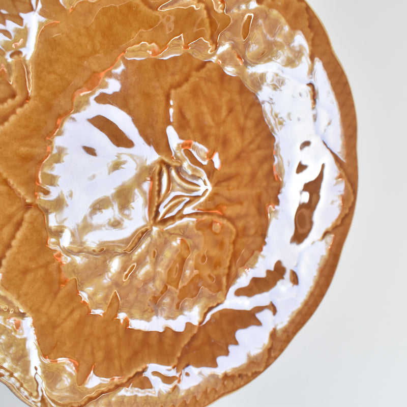 Vintage Dessert Plate Barbotine Gien Primefleur Brown B