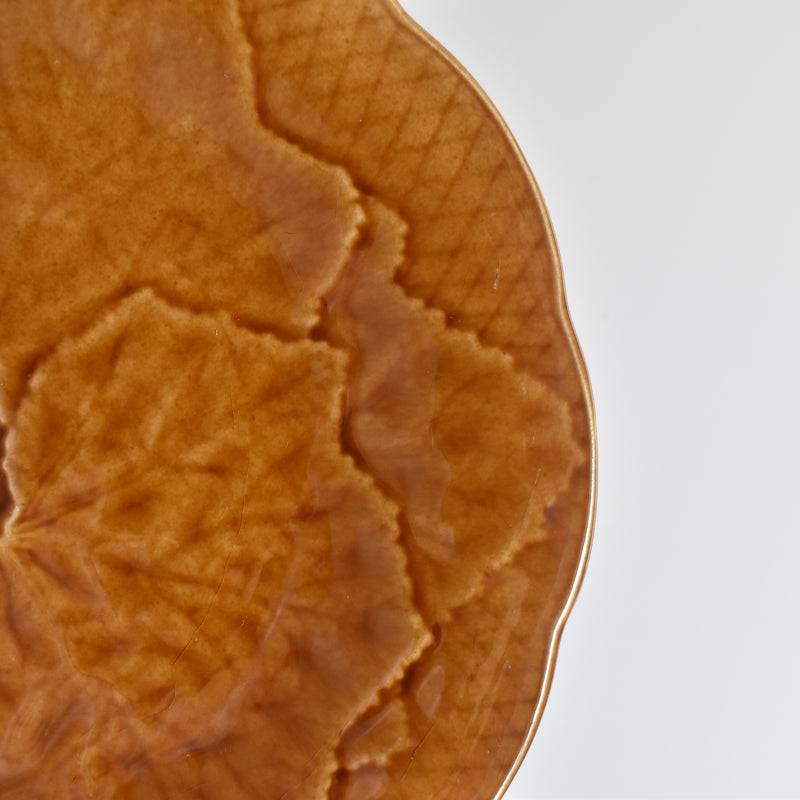Vintage Dessert Plate Barbotine Gien Primefleur Brown B