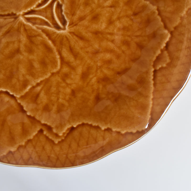 Vintage Dessert Plate Barbotine Gien Primefleur Brown B