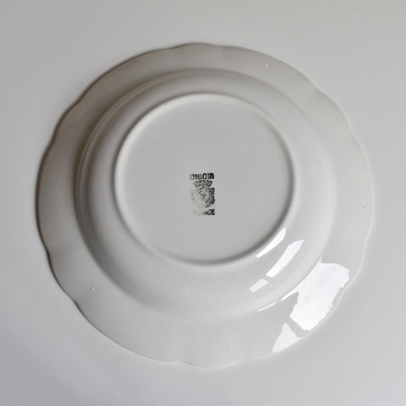 Vintage Deep Plate Digoin & Sarreguemines White & gold A