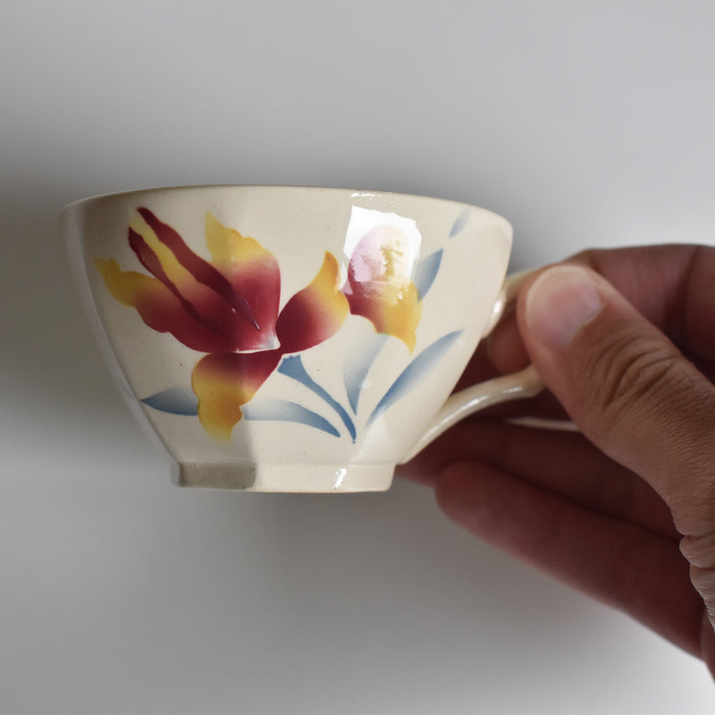 Vintage Coffee Cup and Saucer, Digoin & Sarreguemines Iris 9225 A