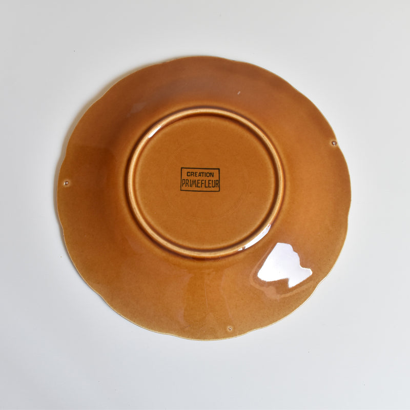 Vintage Dessert Plate Barbotine Gien Primefleur Brown C
