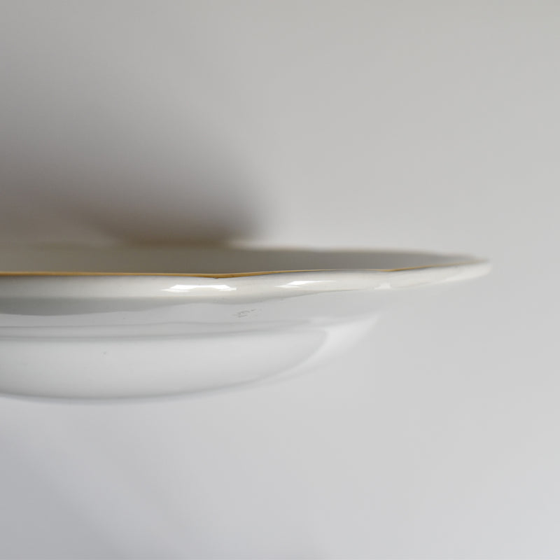 Vintage Deep Plate Digoin & Sarreguemines White & gold A