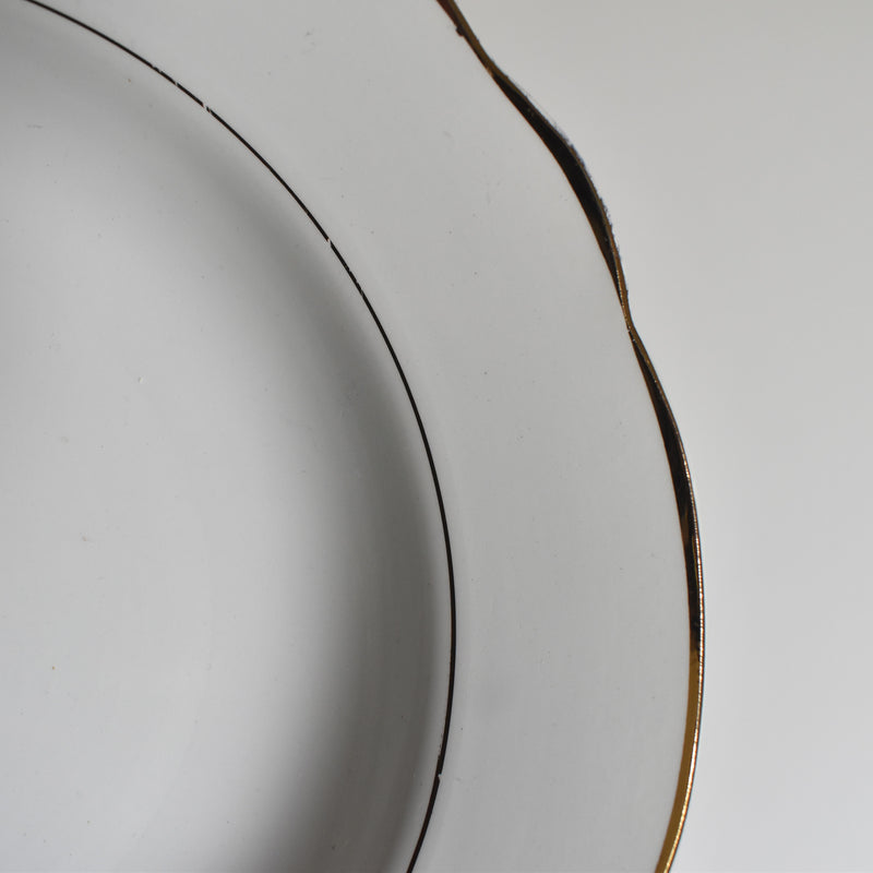 Vintage Deep Plate Digoin & Sarreguemines White & gold A