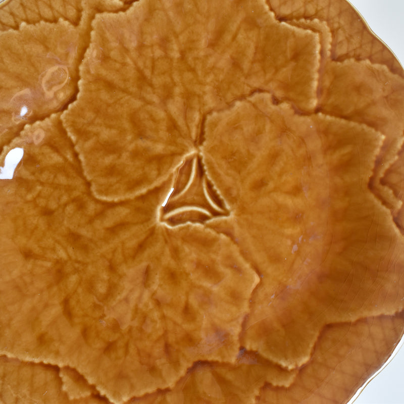Vintage Dessert Plate Barbotine Gien Primefleur Brown C