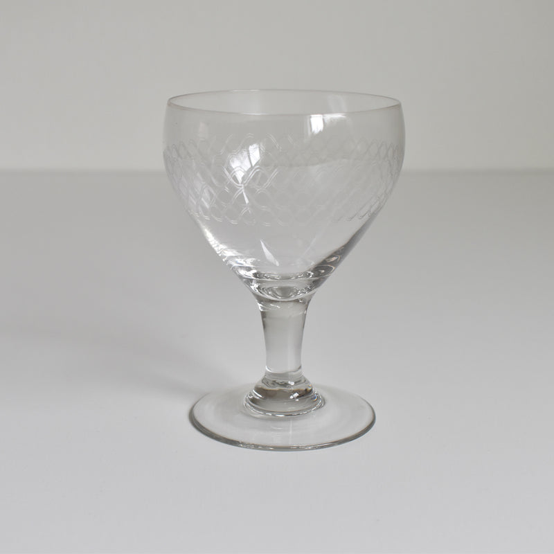 Vintage water glass, vague etching