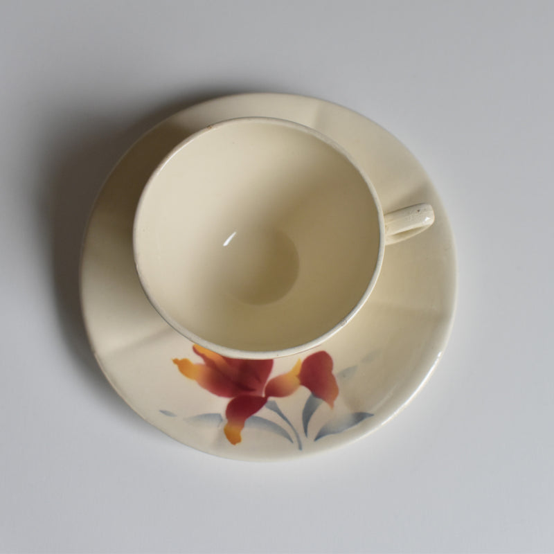 Vintage Coffee Cup and Saucer Digoin & Sarreguemines Iris 9225 B