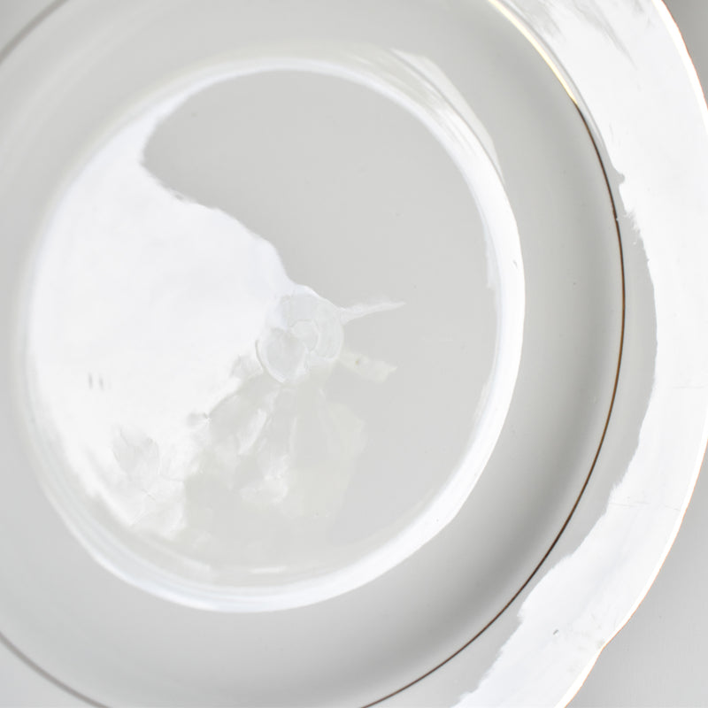 Vintage Deep Plate Digoin & Sarreguemines White & gold A