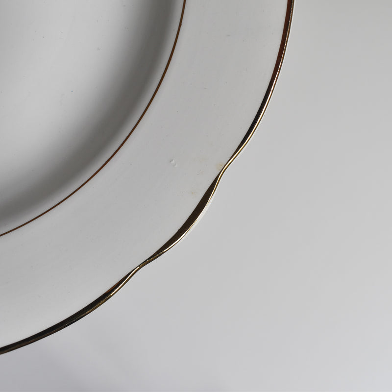 Vintage Deep Plate Digoin & Sarreguemines White & gold A