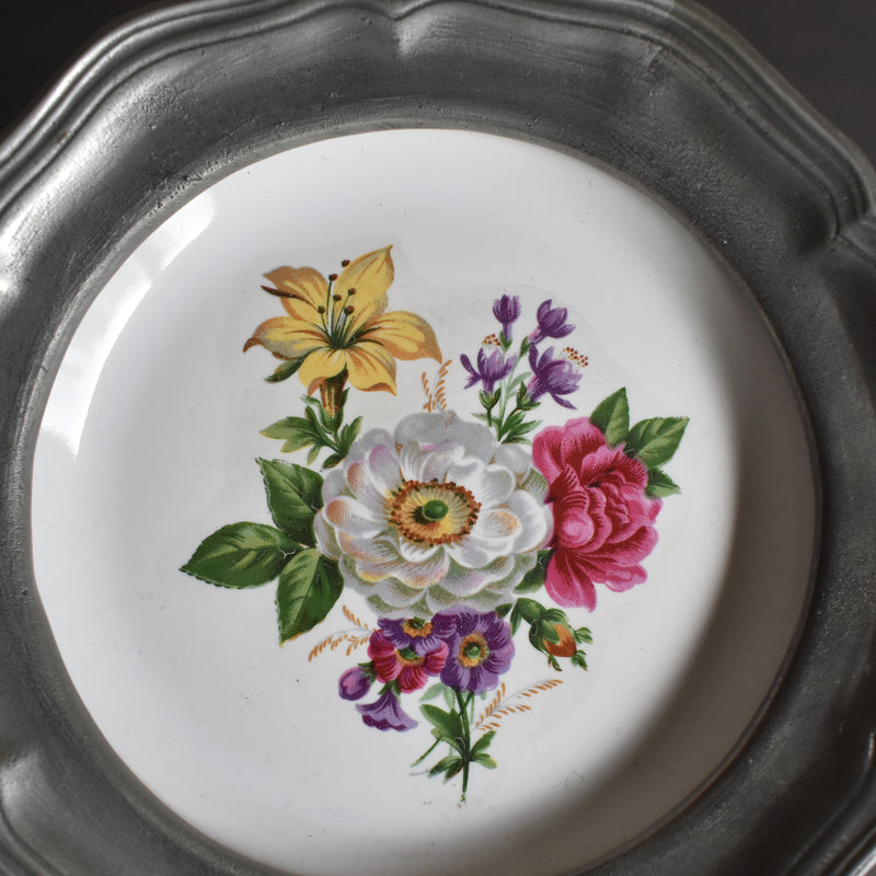 ヴィンテージピューター＆陶器 スモール絵皿