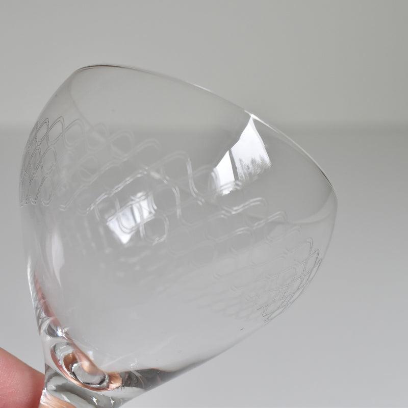 Vintage water glass, vague etching
