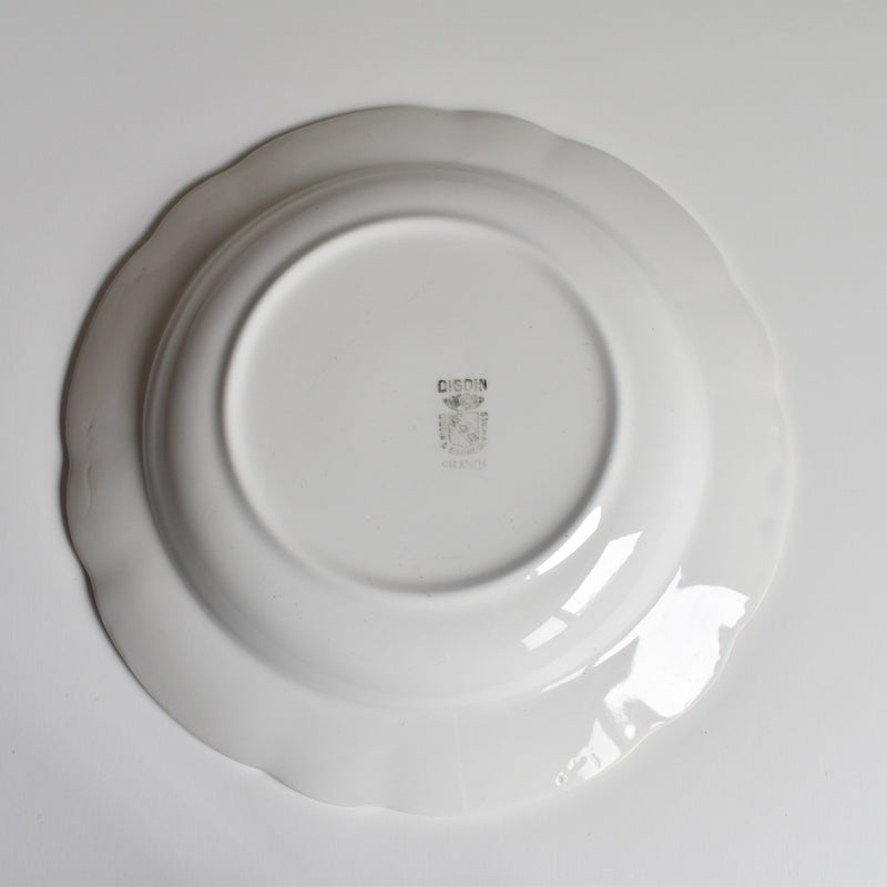Vintage Deep Plate, Digoin & Sarreguemines, White & Gold B