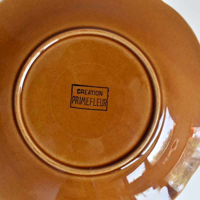 Vintage Dessert Plate, Barbotine Gien Primefleur Brown D
