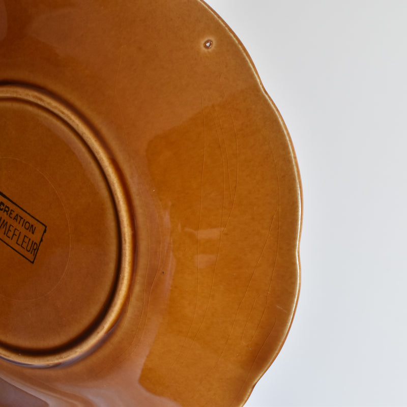 Vintage Dessert Plate, Barbotine Gien Primefleur Brown D