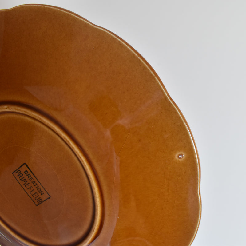 Vintage Dessert Plate, Barbotine Gien Primefleur Brown D