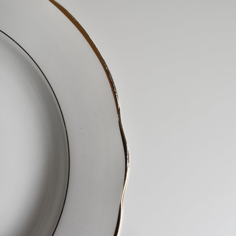 Vintage Deep Plate, Digoin & Sarreguemines, White & Gold B