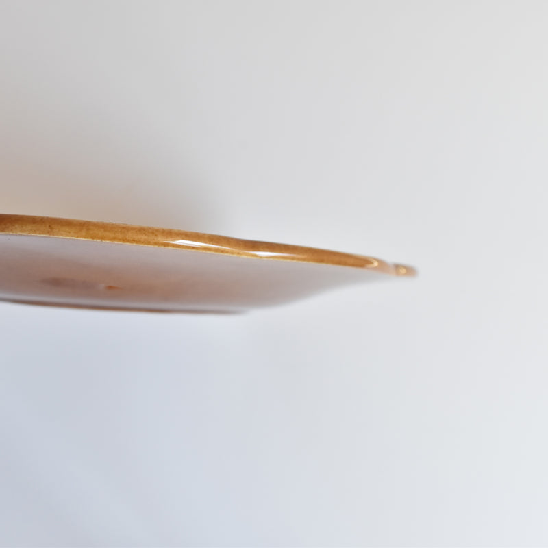Vintage Dessert Plate, Barbotine Gien Primefleur Brown D