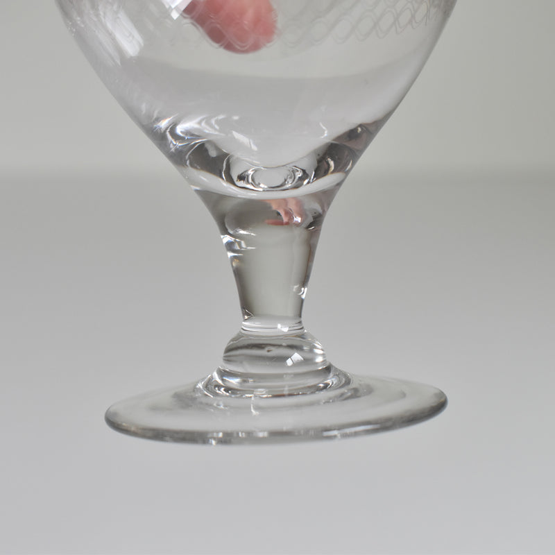 Vintage wine glass, vague etching