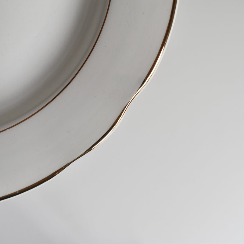 Vintage Deep Plate, Digoin & Sarreguemines, White & Gold B