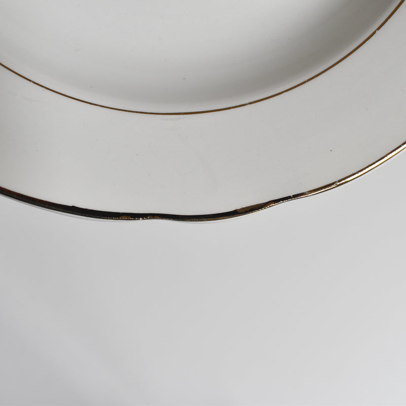 Vintage Deep Plate, Digoin & Sarreguemines, White & Gold B