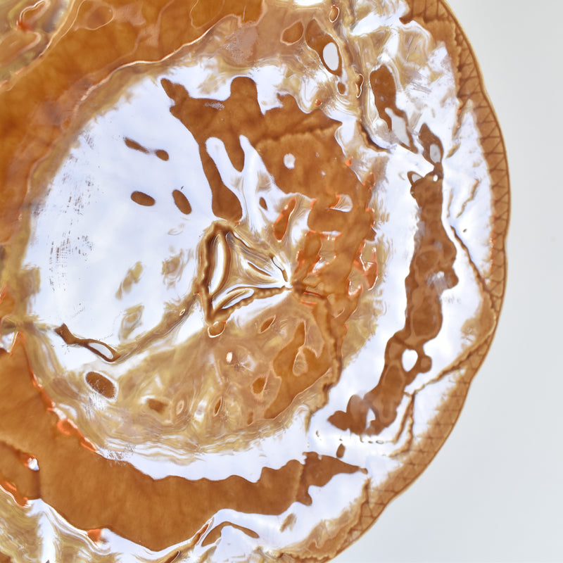 Vintage Dessert Plate, Barbotine Gien Primefleur Brown D
