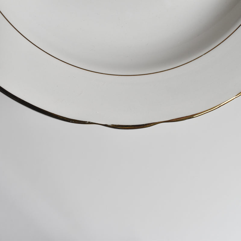 Vintage Deep Plate, Digoin & Sarreguemines, White & Gold B